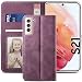 Produktbild YATWIN Handyhülle für Samsung Galaxy S21 Hülle, Klapphülle Samsung Galaxy S21 Premium Leder Brieftasche Schutzhülle [Kartenfach][Magnet][Stand] Handytasche für Samsung Galaxy S21 Case, Weinrot