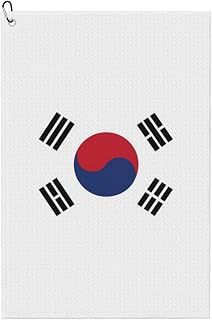 GDUUASB Cute South Korea Flag Golf Towel Funny South Korean Printed Golf Towels Sports Towel 24x16 Inches for Golf Bags with Clip