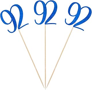 Blue Glitter 92nd Birthday Centerpiece Sticks, 12-Pack Number 92 Table Topper Anniversary Party Decorations