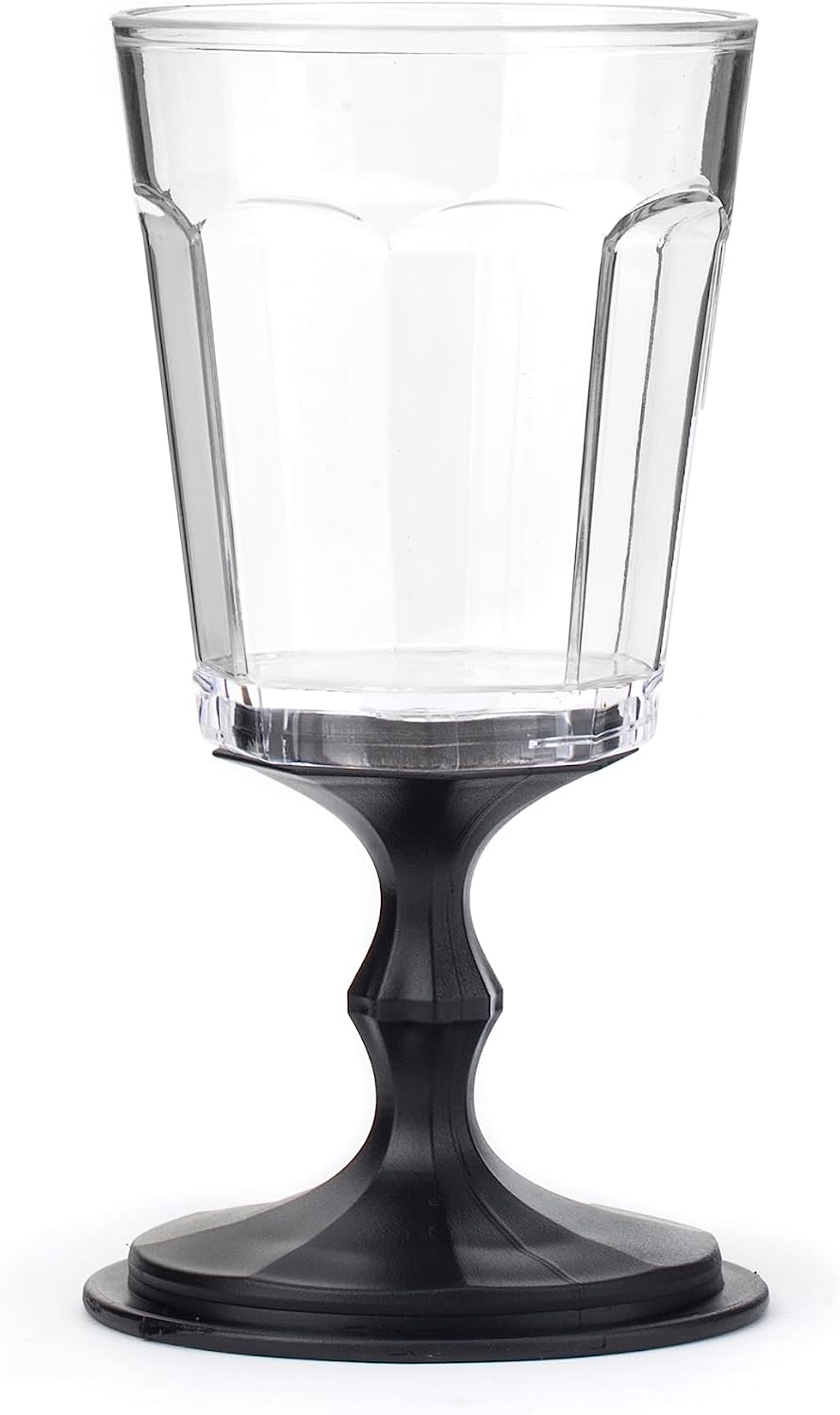 Kikkerland Portable Wine Glass, Stackable CompactTravel Glasses with Strap, Black, Set of 2