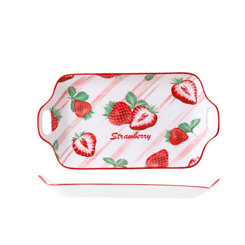 Dinner Plates Binaural Plate Ceramic Household Plate, Rectangular Creative Cutlery Set Suitable for Hotel/Home Tray, Breakfast Dessert Plate Appetizer Dessert Snack Plate