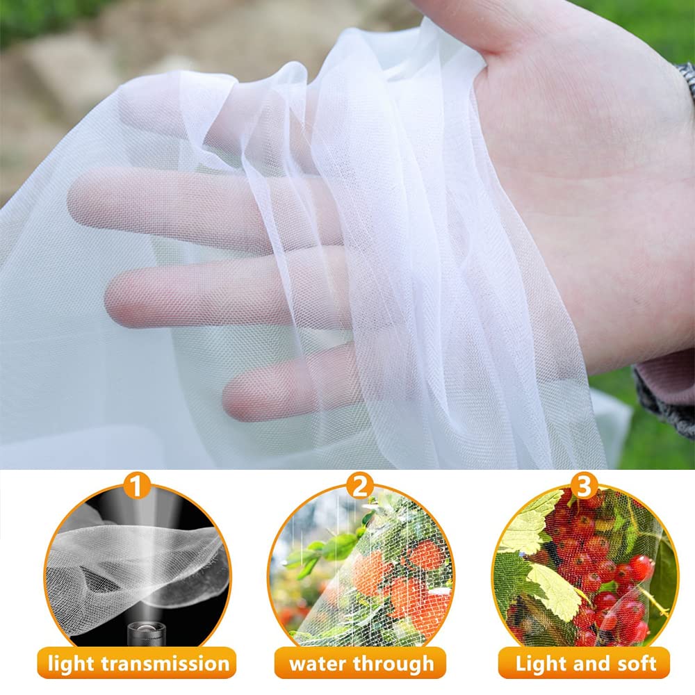 Red de protección para Vegetales de Polietileno de Malla Fina para jardín, protección de Cultivos, Red Protectora de Plantas, Red antipájaros, Red antimoscas de 18x20m para huerto, Campo de Flores