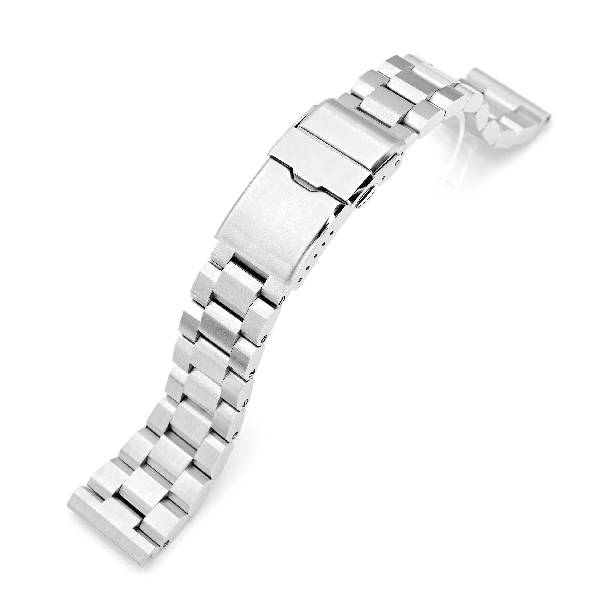 MiLTAT Bracelet de montre Hexad de 22 mm à extrémité droite, fermoir en acier inoxydable 316L brossé