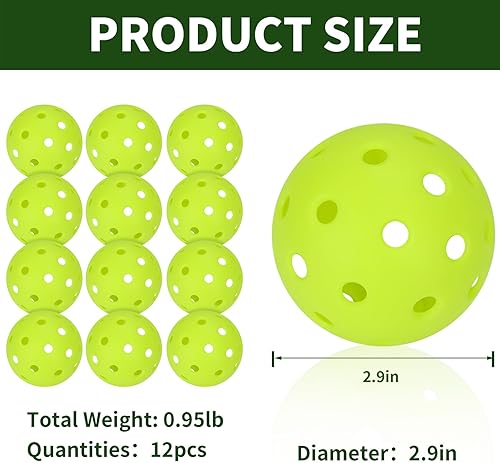 Miniatura 5 de SPORTIC Pickleballs, 40 Holes Outdoors Pickleball Balls, 41230 Pack of Pickle Balls Standard, High Elasticity & Durable Pickle Balls for All Style