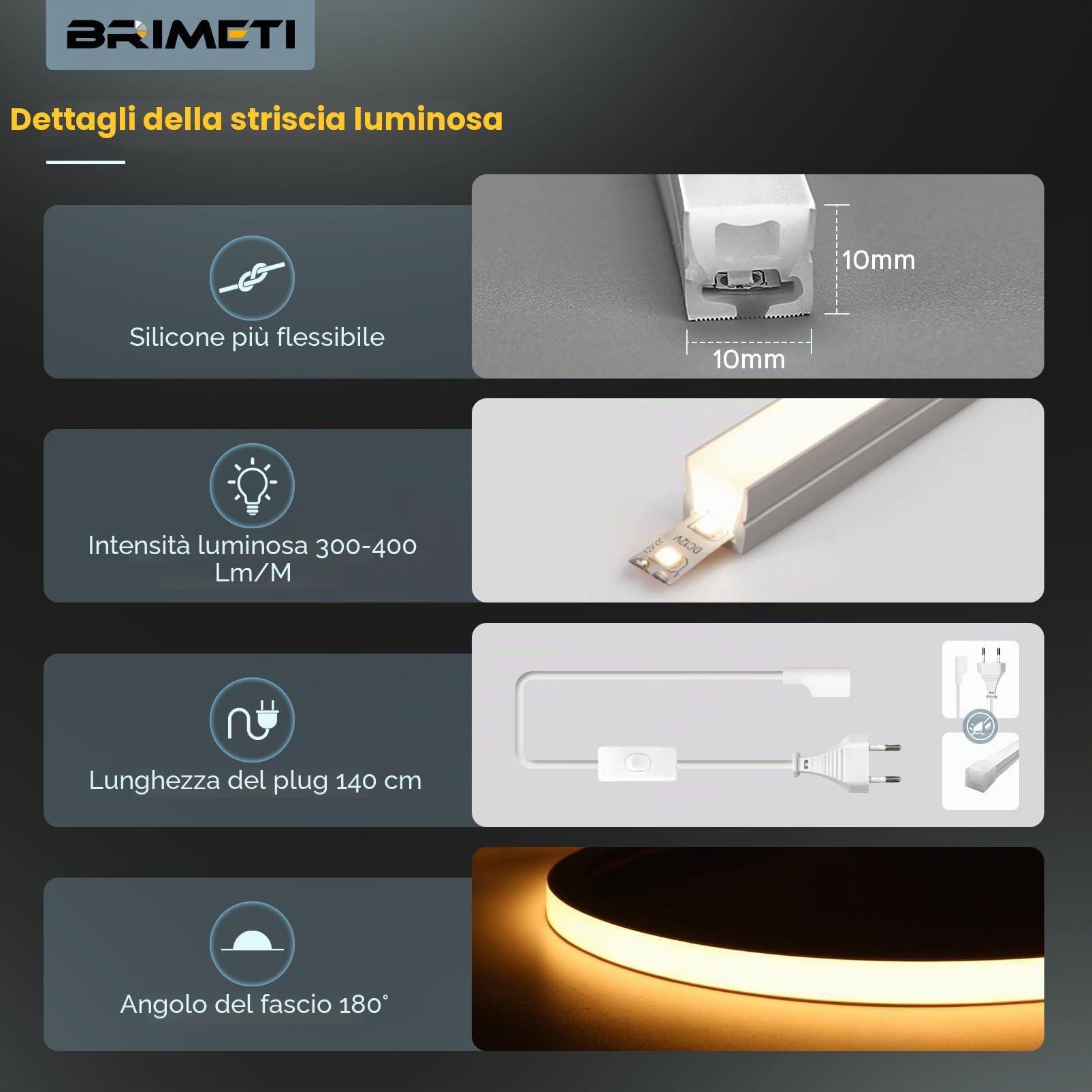 Striscia LED Neon 5M 220V Tubo LED Silicone Flessibile Esterno Impermeabile IP65 Bianco Nastri LED Luminosa 120 LED/M Corda Stringa con Alimentatore di rete Controller