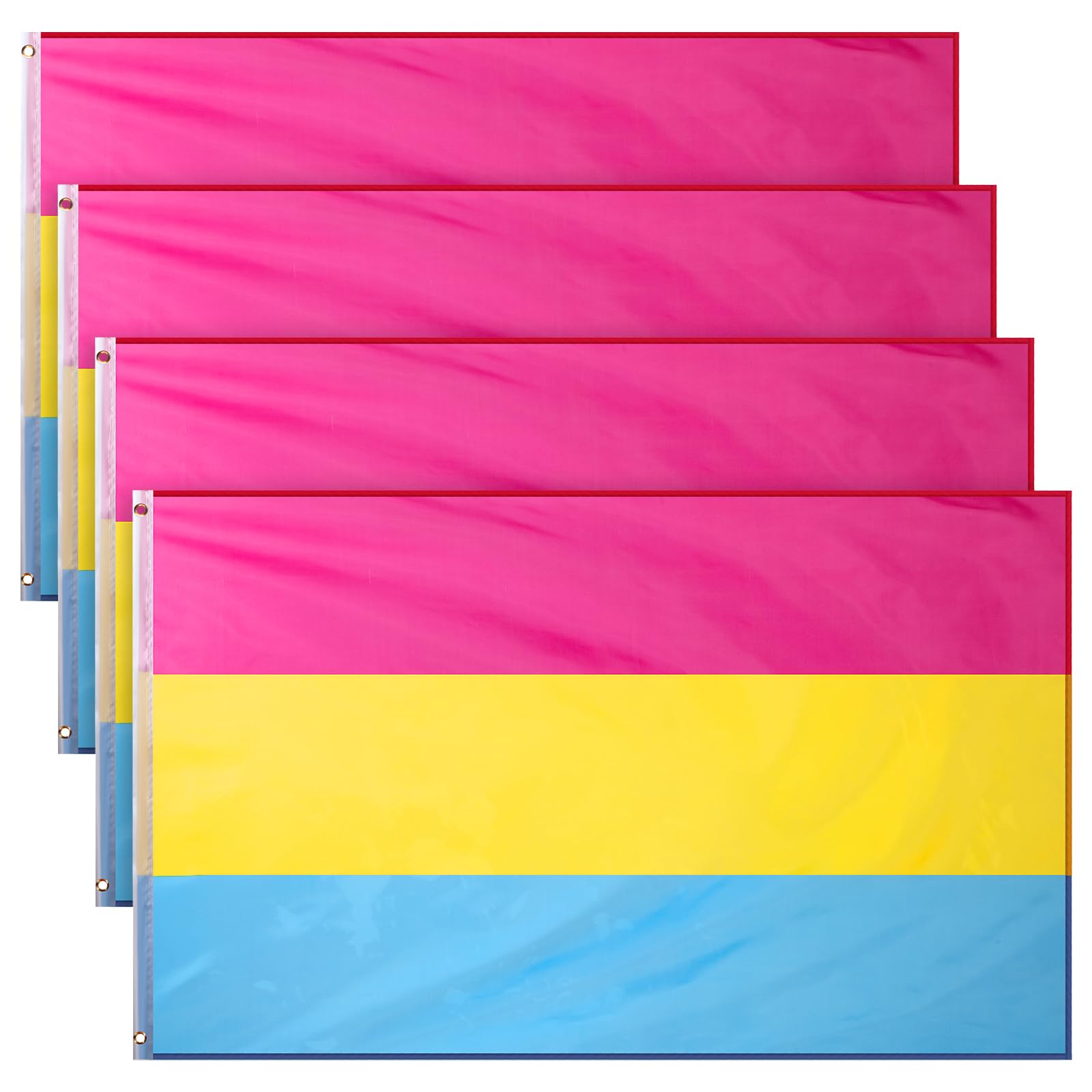 Photo 1 of 4 Pcs 3 x 5 ft Pride Flag LGBT Pride Month Parade Flags Transgender Flag Bisexual Flag Pansexual Flag with Canvas Header and Brass Grommets (Fresh Colors)