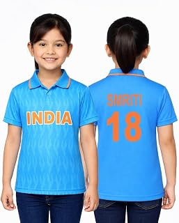 Unirec | Smriti Mandhana Kids Boys Girls Team India Cricket T-Shirt | Half Sleeves T-Shirt | Solid Sport Tshirt | World Cu... Price In India