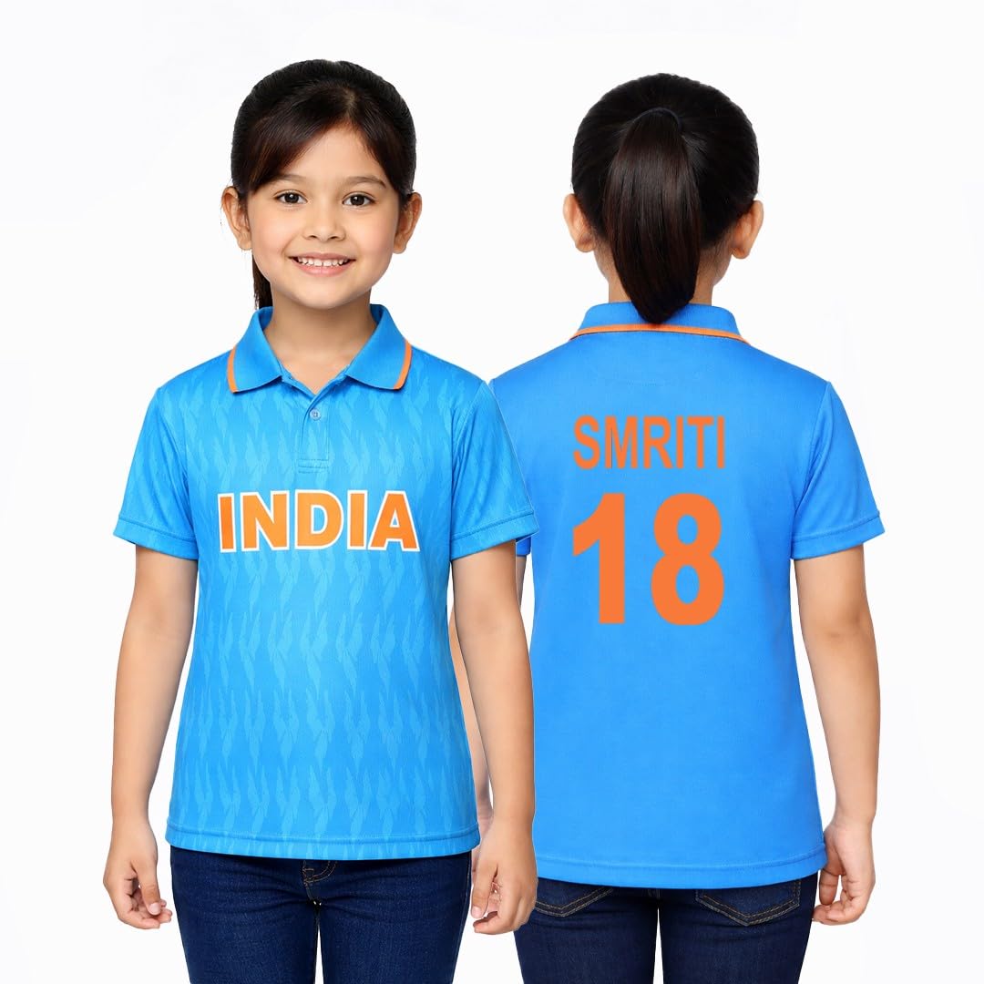 | Kids Boys Girls Team India Cricket T-Shirt | Half Sleeves T-Shirt | Solid Sport Tshirt | World Cup India Blue Jersey