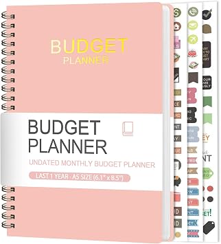 Budget Planner - Monthly Budget Book with Expense Tracker Notebook, A56.1" x 8.5" Financial Planner & Account Book to Take Control of Your Money, Bill Organizer With Pockets and Stickers - Pink