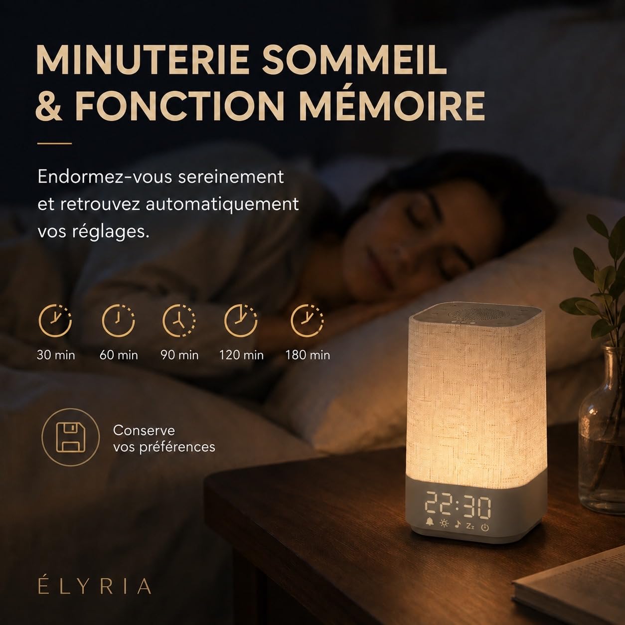 Réveil Lumineux Simulateur d'Aube, Réveil Lever de Soleil avec 30 Sons Relaxants, Lampe de Chevet LED, 13 Modes Veilleuse, Réveil Digital avec USB, Fonction Mémoire, Adaptateur Inclus