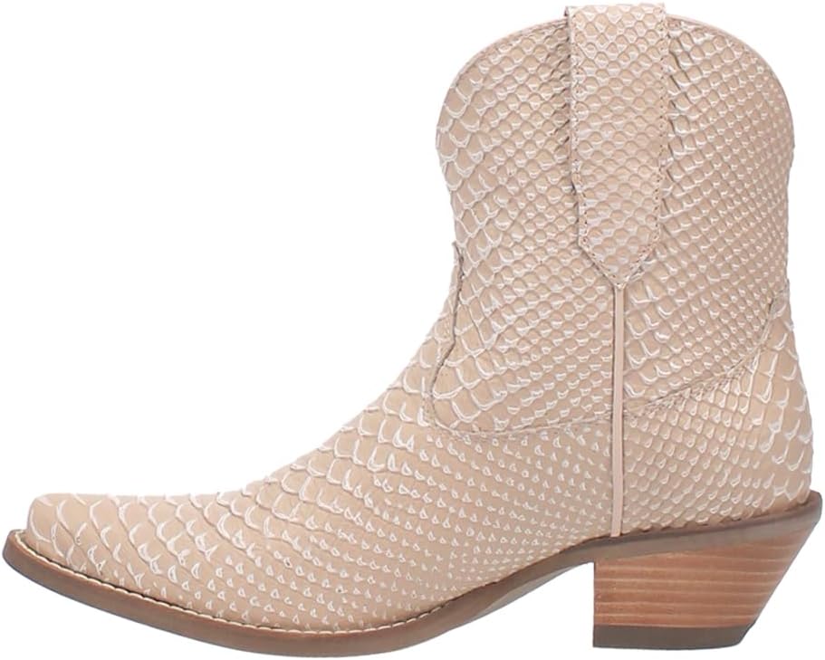 Dingo Womens Sorta Sweet Print Snip Toe Pull On Casual Boots Ankle Mid Heel 2-3" - Beige