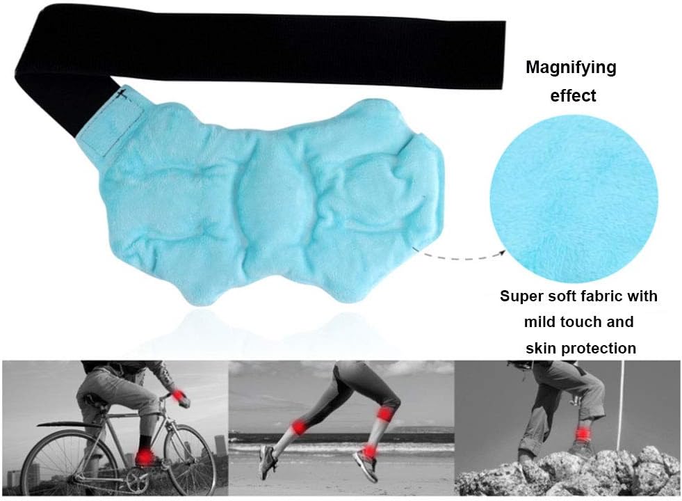 Adofect 1 Pack Ankle Foot Gel Ice Pack Wrap with Plush Backing, Ankle Cold Pack Ice Wrap for Sprained Ankles, Plantar Fasciitis, Swelling Feet/Wrist, Microwaveable, Freezable and Reusable, Blue