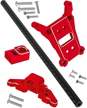 RC Aluminum Chassis Brace Upgrades Part for 1/10 Slash 4wd LCG,Slash 4x4 LCG VXL,Rustler 4wd,Rustler 4x4 VXL,Chassis Brace Heavy Duty Hops up,Red