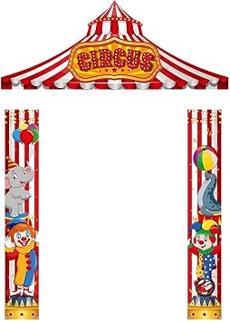 Circus Carnival Banner Set of 3 Cute Animal Clown Door Decoration Party Event Decoration Backdrop Decoration