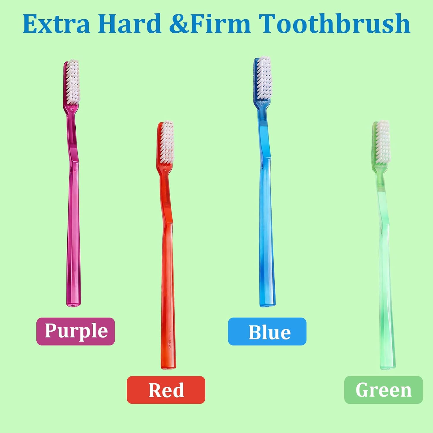 12-Pack Extra Hard and Firm Toothbrush, Firm Bristles Manual Toothbrush for Adults Deep Cleaning, 4 Assorted Colors Bulk Set, Whitening Toothbrush Kit for Family Travel