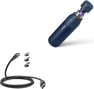 BoxWave Cable Compatible with LARQ Bottle PureVis 25 oz - MagnetoSnap PD AllCharge Cable (100W), Magnet Charging Braided USB Type-C Micro - Jet Black