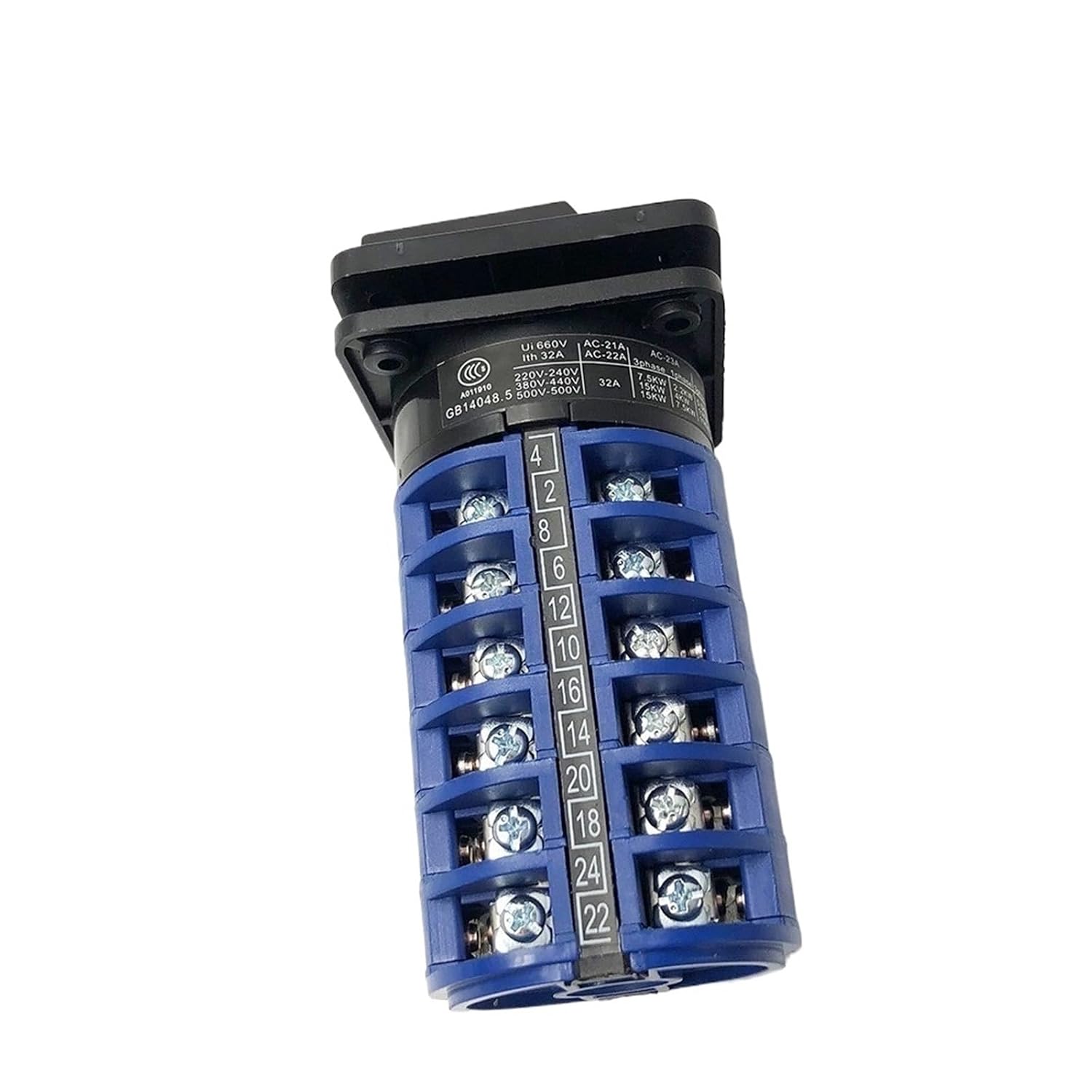 Electric 3 Positions LW26-32 Silver Contact 32A 660V 6 Poles Rotary Changeover Cam Switch Control Motor YMW26-32/6