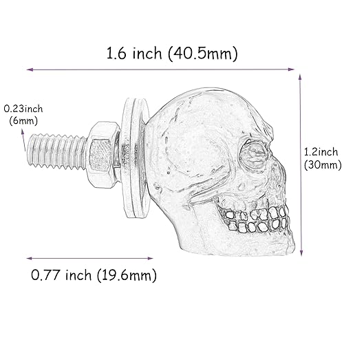 Miniatura 2 de Pernos de matrícula de motocicleta, cierres de placa de automóvil con calavera antirrobo para la mayoría de vehículos, 4 unidades (rojo)
