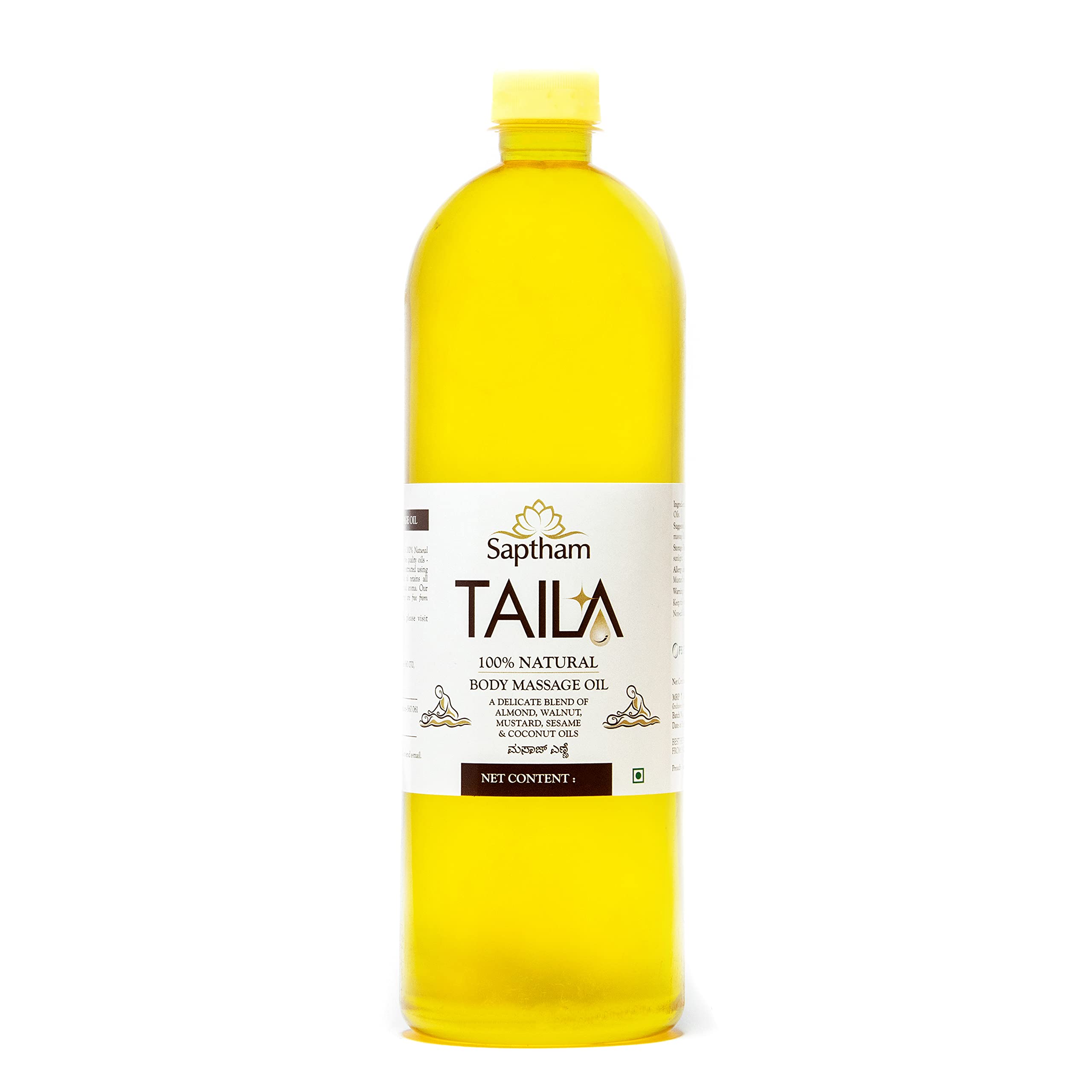 Saptham Taila 100% Natural Massage Oil Made of 5 Natural oils-250 ML|Almond, Walnut, Sesame, Mustard & Coconut Oils|No Artificial Colors|Soothing and Destressing Body massage oil for Women and Men|Relax Body (250 ML) (B08W1L74LN) Amazon Price History, Amazon Price Tracker