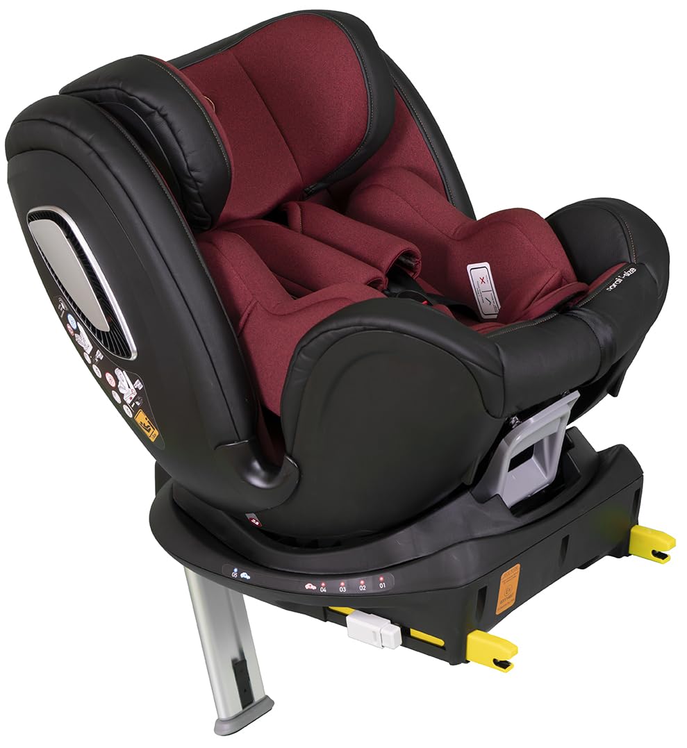 Casualplay Silla de coche bebe giratoria Norai Isize con isofix y pata de apoyo, grupo 0 1 2 de 0 a 4 años o de 40 a 105 cm y dispositivo lateral activo ASP, rojo