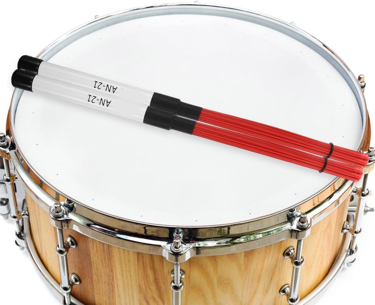 1 Pair Nylon Jazz Drum Brushes with Red Handle, Wire Percussion Sticks for Snare Drums, Acoustic Drumming Accessories for Rock, Folk, and Jazz Musicians