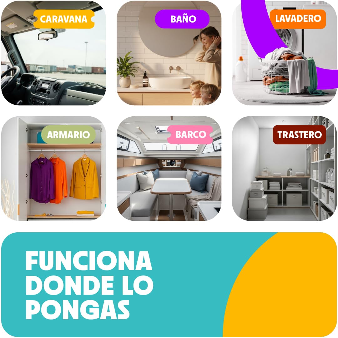 Pack x 5 Bolsas Antihumedad Deshumidificador Percha Colgante Para Armarios Garage Trasteros Autocaravanas #1 En Deshumidificadores Absorbentes De Humedad.Alta Absorción Elimina Humedad y Malos Olores