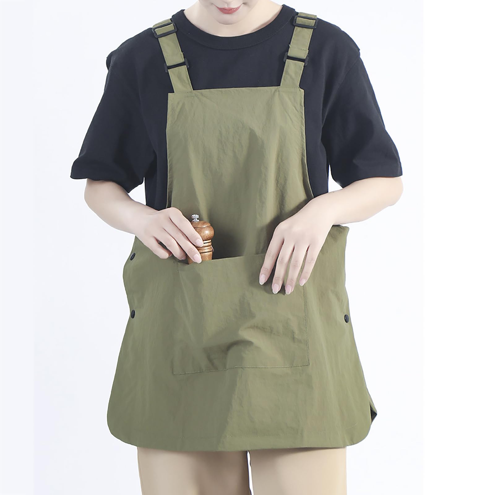 Unisex Fartuch Kuchenny Bawełniany Fartuch Regulowany Z 4 Kieszeniami - Do Noszenia Z Przodu I Z Tyłu D,One Size
