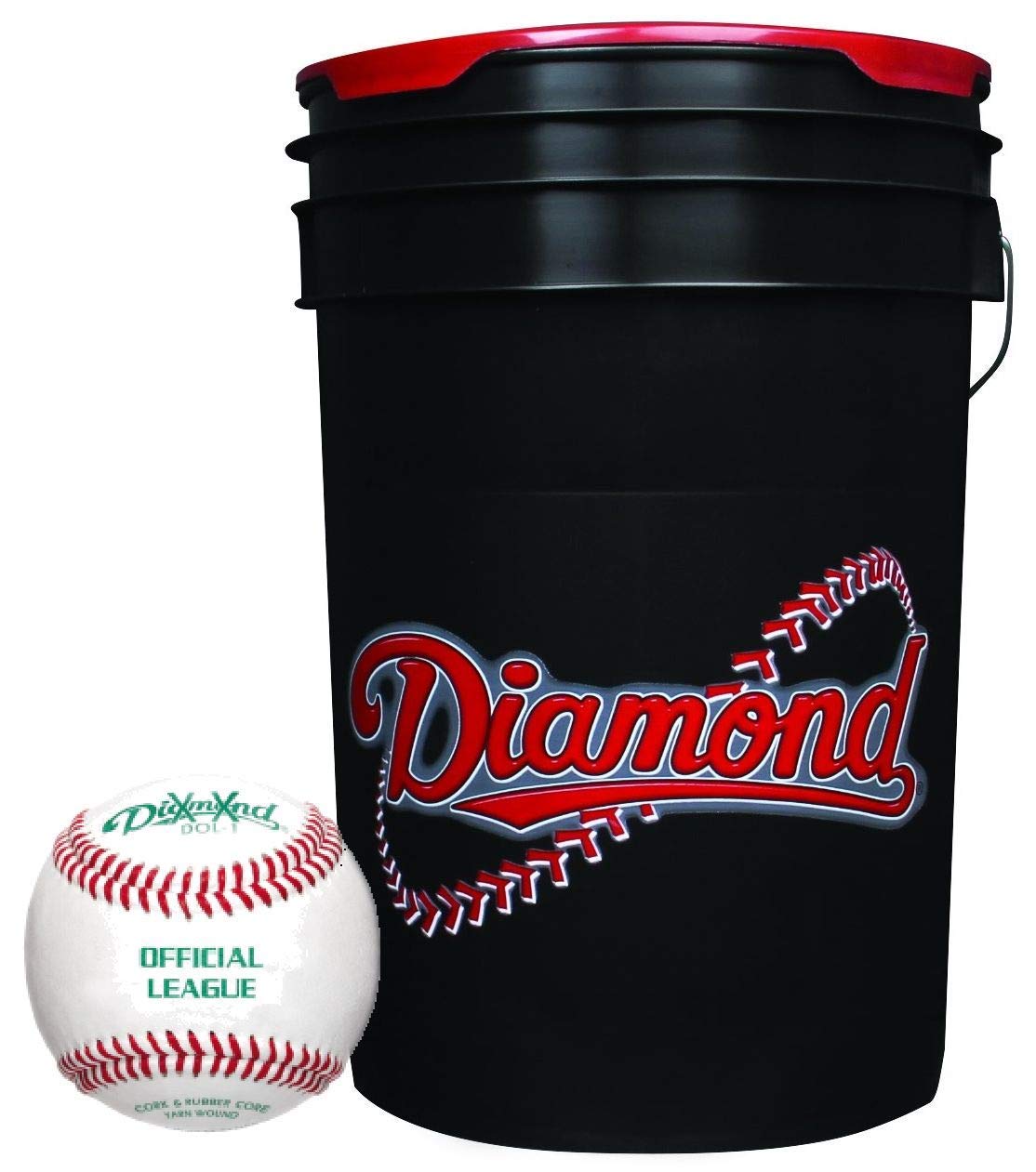 Diamond 6-Gallon Ball Bucket with 30 Leather Grade BLEM Practice Baseballs