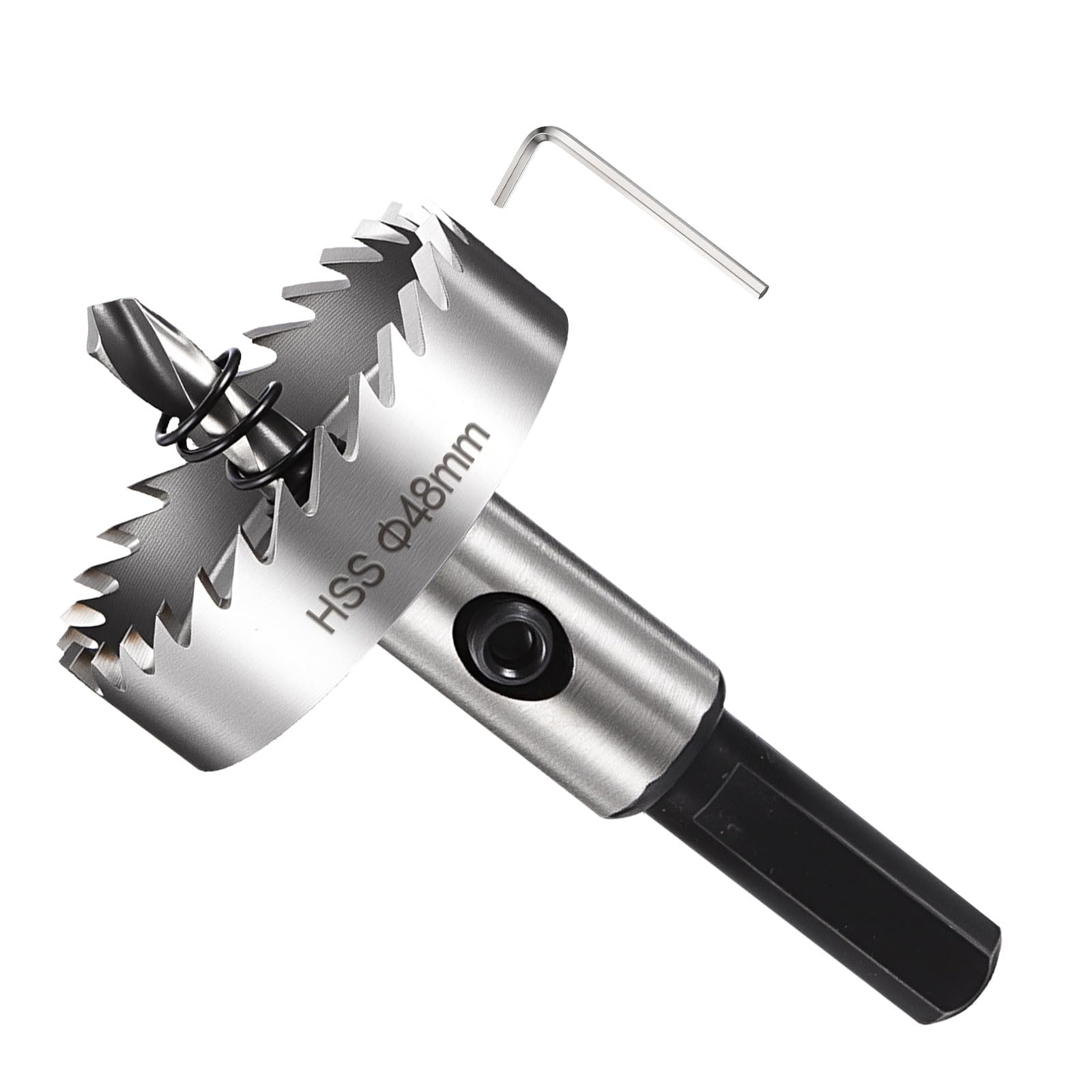 METALLIXITY Hole Saw 48mm (1-57/64"), M2 High Speed Steel Hole Cutter with Center Drill Bit, Hex Key and Spring