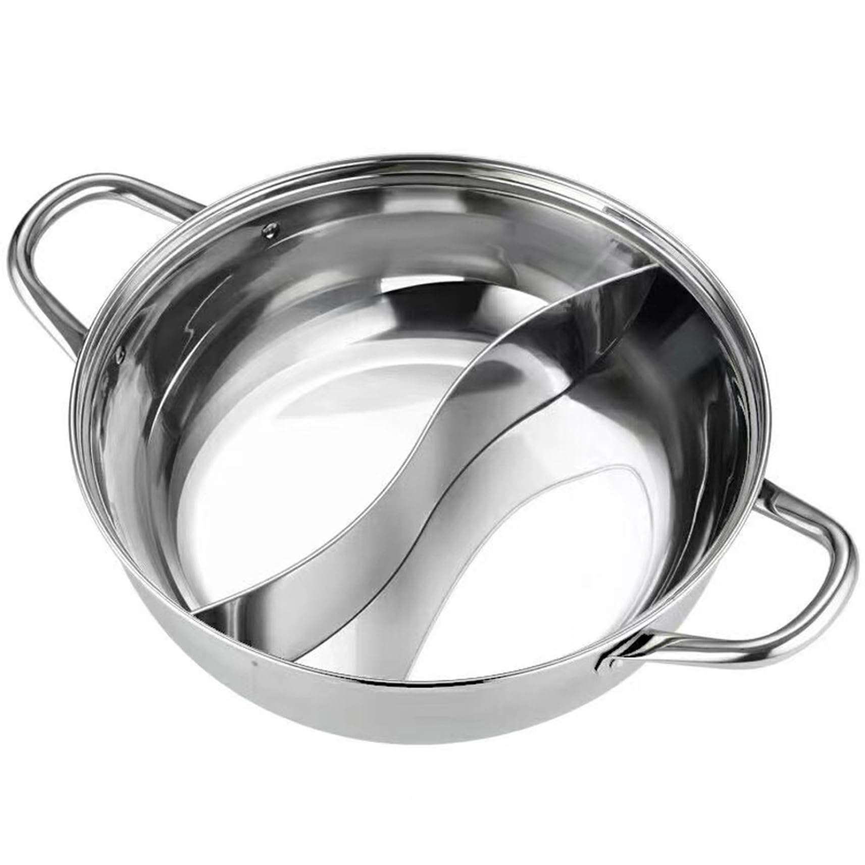Olla Caliente con Divisor de Acero Inoxidable de 11 Pulgadas Olla Shabu Shabu Inducción