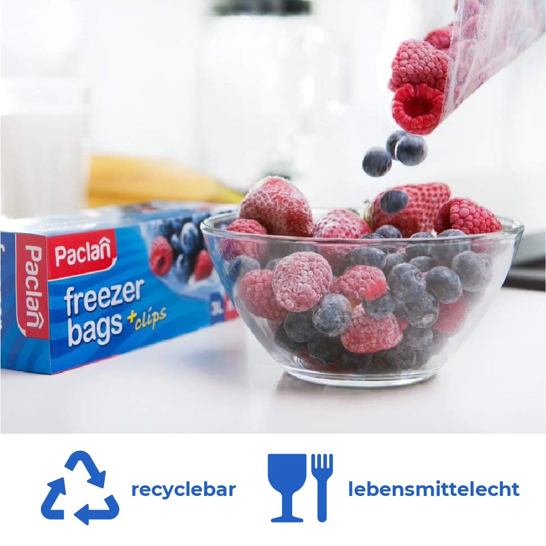 Paclan Sacchetti per congelatore, 1 litro, 40 pezzi, 18 x 28 cm