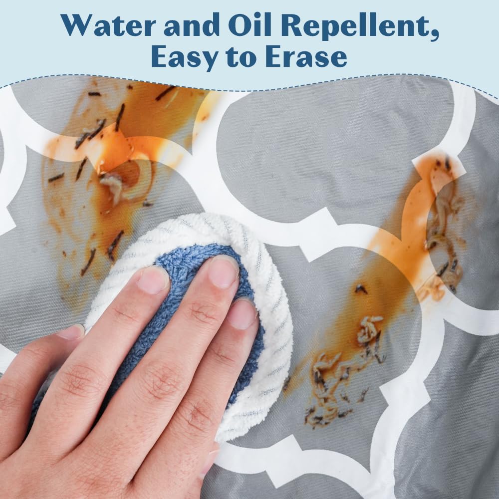 Tovaglia Rotonda Elastica Impermeabile 96 Cm - Lavabile, Per Interni Ed Esterni, Grigio - Foto 11