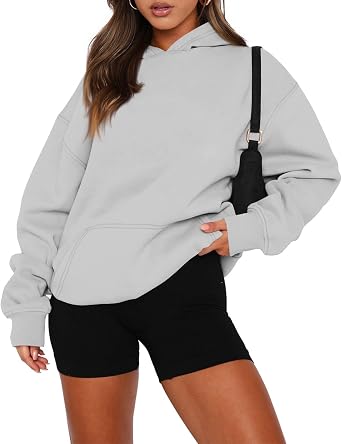 Oversized Hoodies for Women Trendy Winter Fleece Pullover Hoodie Y2k Long Sleeve Hooded Sweatshirt with Pockets