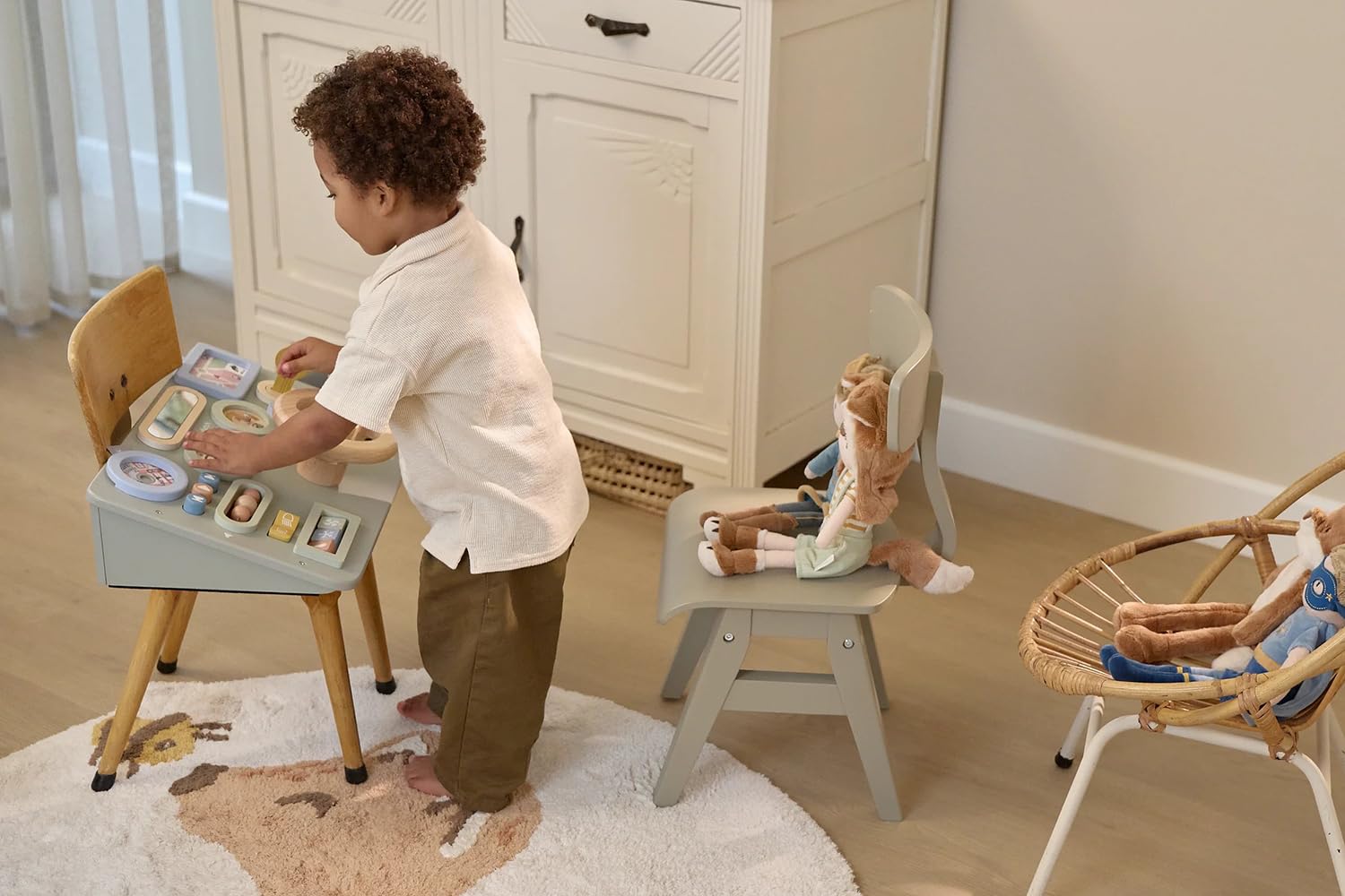 Little Dutch Aktivitäten Lenkrad - Lernaktivitätsbrett aus Holz - Lernspielzeug - für Kleinkinder ab 12 Monaten - Mint