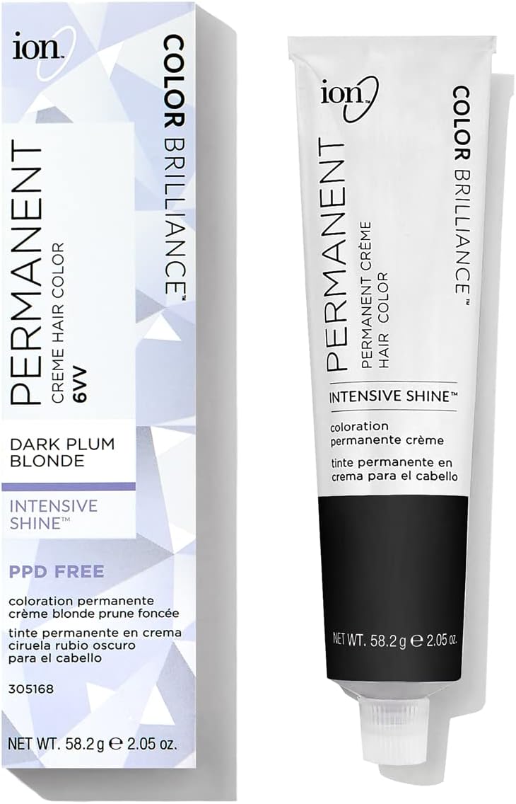 6VV Dark Plum Blonde Permanent Creme Hair Color, Paraphenylenediamine Free, Long-lasting, Fade-resistant Color, 100% Gray Coverage, Nourishing, Vegan, Cruelty Free, 2.05 Ounce