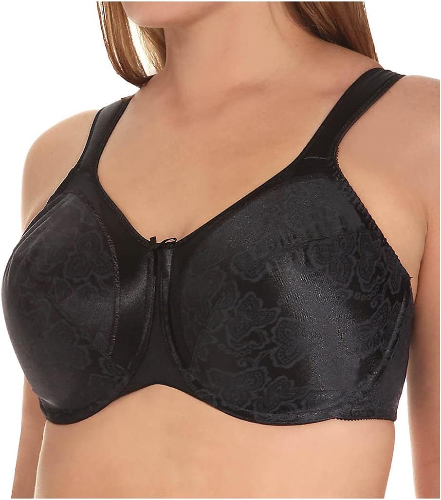 Bali 3562 Satin Tracings Underwire Minimizer Bra Size 34DDD, Black