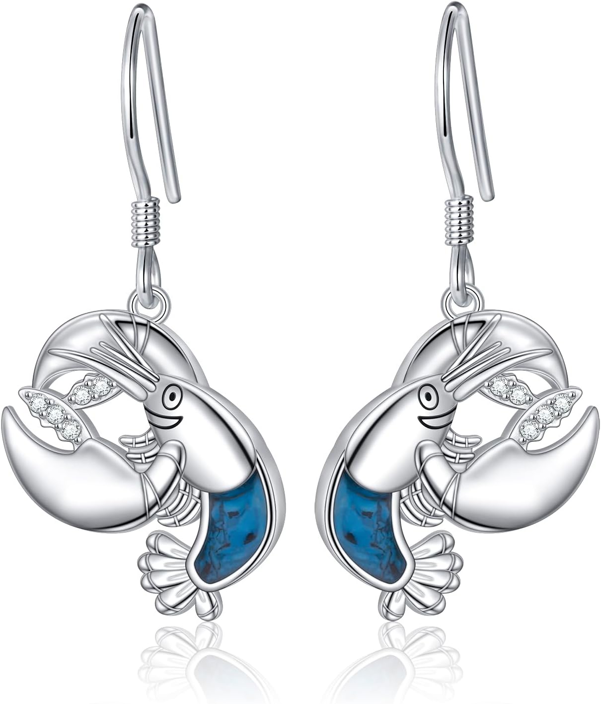 Alphm 925 Sterling Silver Ocean Earrings for Women Handmade Turquoise Chips Sea Animal Dangle Drop Earrings Ocean Theme Jewelry for Daughter Sister