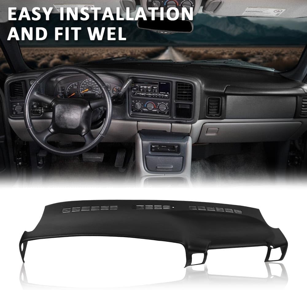 G-PLUS Dashboard Molded Dash Cover Compatible with 1999-2006 Chevy Silverado GMC Sierra 1500 & 2500/2000-2006 Chevy Tahoe Avalanche Suburban GMC Yukon/XL (Does NOT FIT 2000 Denali) Black