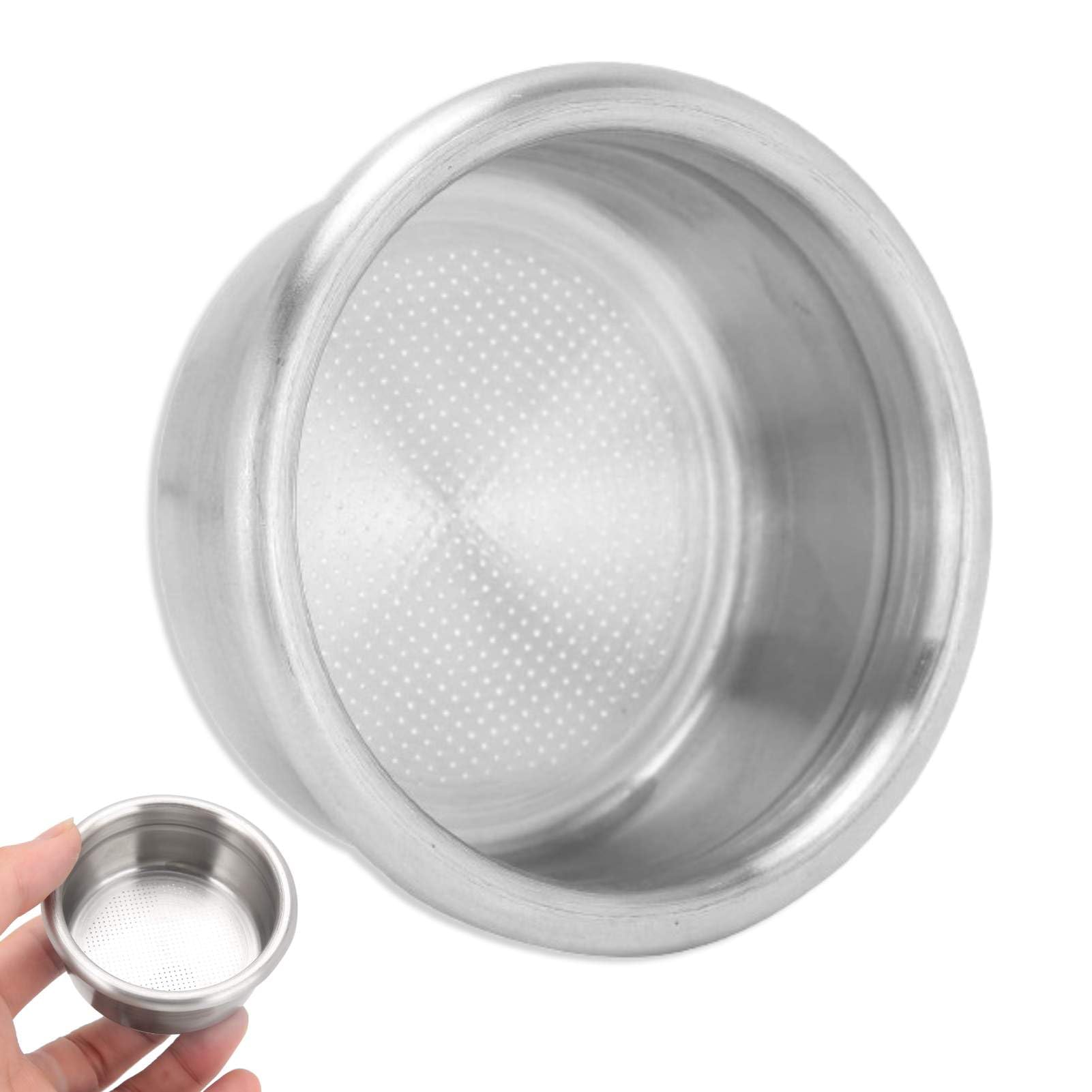 58mm Coffee Filter Basket, Double Cup Coffee Portafilter Basket Espresso Filter Basket Single Wall Non Pressurized Porous Basket Reusable Coffee Mesh Filter Replacement for Portafilter Coffees Machine