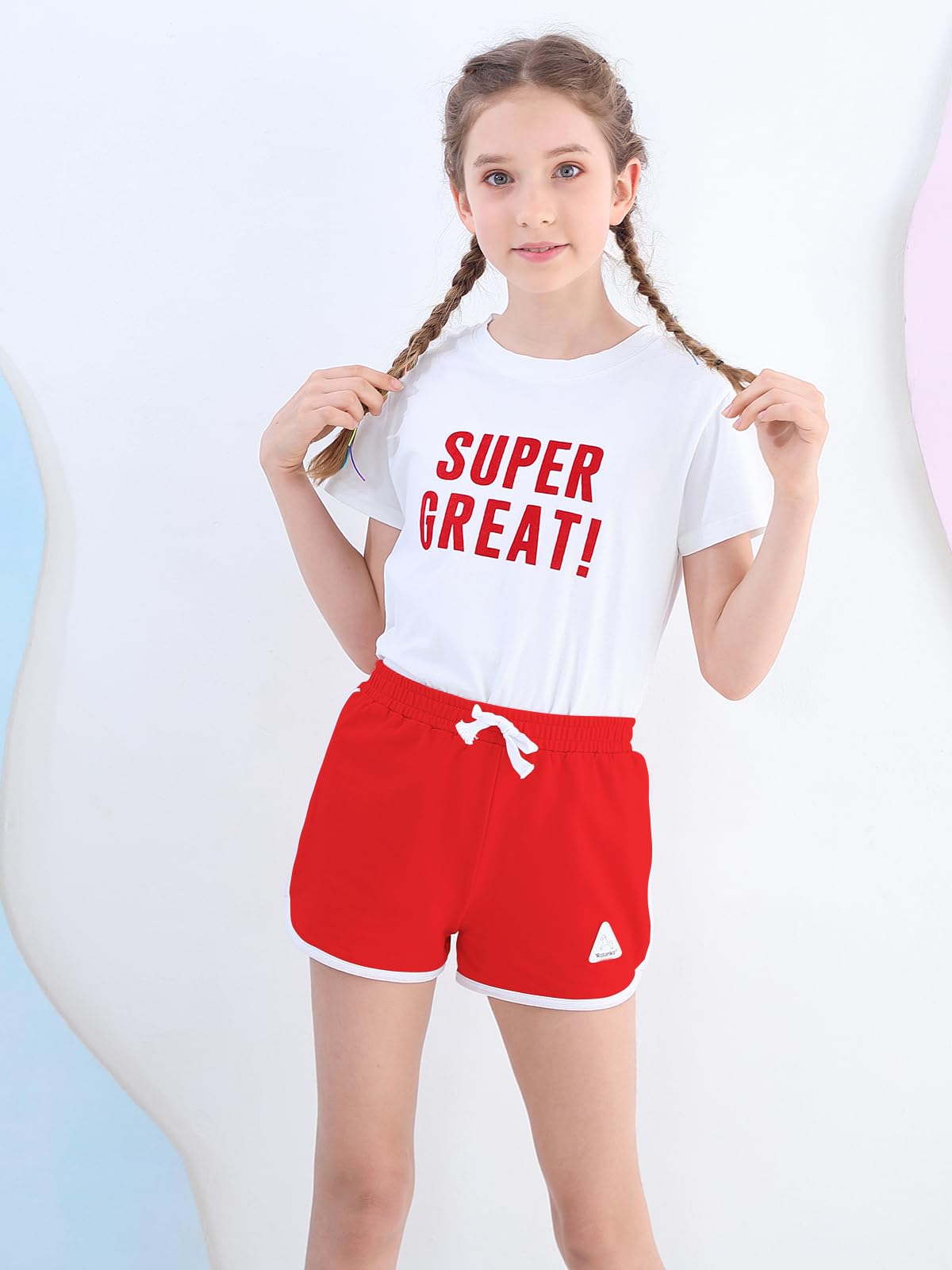 Rolanko Pantalones cortos activos de delfín para niñas, paquete de 3 unidades, para ciclismo, correr, verano, playa, deportes, 4-14 años