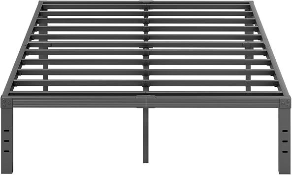 ZIYOO Queen Size Bed Frame, 16" Platform Bed Frame, 3500 lbs, Heavy Duty Steel Slats, Non-Slip Design, No Box Spring Required, Easy to Assemble, Quiet Noise-Free Underbed Storage Space, Black