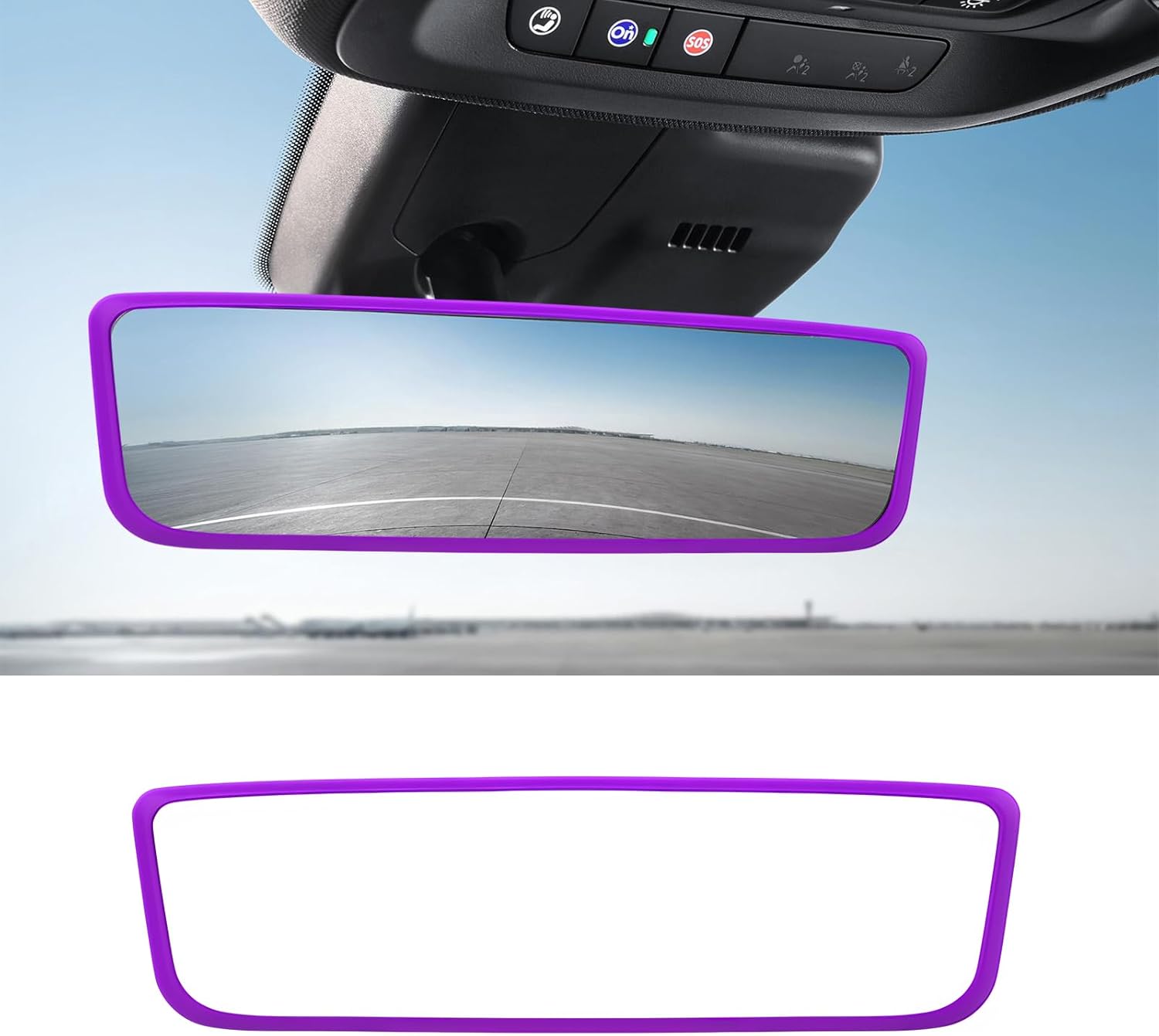 Car Rear View Mirror Protector Frame, Silicone Auto Rearview Edge Protection Cover Compatible with Model 3 Model Y, Interior Rear View Trim Frame Decoration, Car Accessories (Purple-1PCS) Car Rear View Mirror Protector Frame, Silicone Auto Rearview Edge Protection Cover Compatible with Model 3 Model Y, Interior Rear View Trim Frame Decoration, Car Accessories (Purple-1PCS)