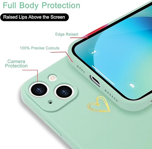 Miniatura 3 de Funda para iPhone 13, bonita funda delgada a prueba de golpes con soporte de carga inalámbrica y protección, verde menta