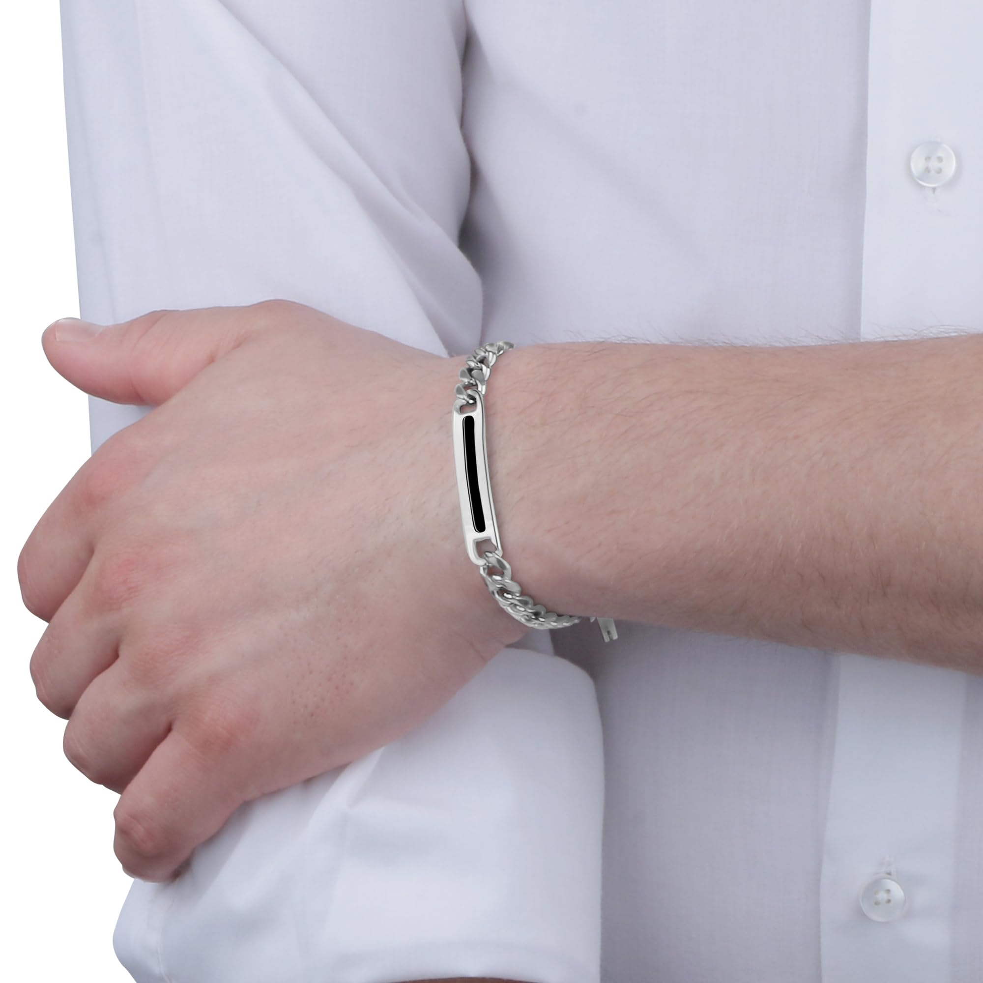 Sector No Limits Bracciale Uomo Collezione BASIC, Lunghezza 22 cm, Acciaio e Smaltato, SZS40, Pelle, Senza Pietre preziose, 22 cm