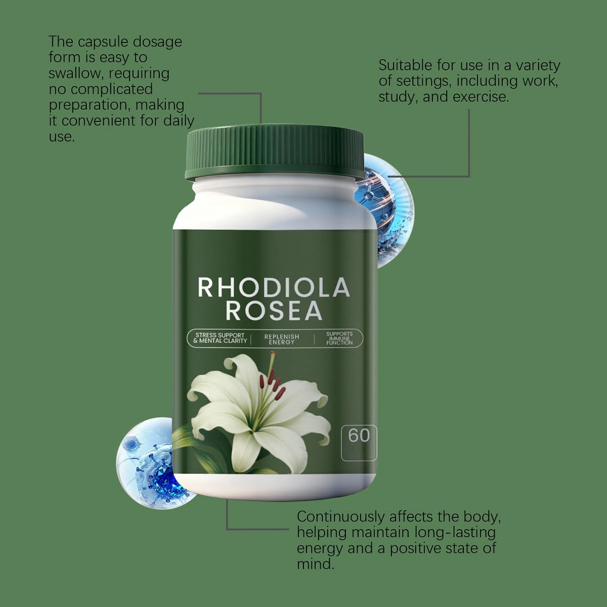 Rhodiola Rosea-Extrakt – UnterstüTzt Die Stimmung│Geeignet FüR MäNner Und Frauen,1pcs