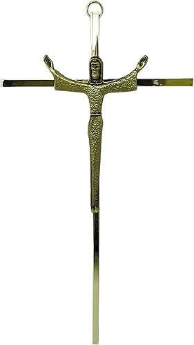Needzo Decoración católica para el hogar, crucifijo resucitado en tono dorado, decoración para colgar en la pared, regalo de inauguración de la