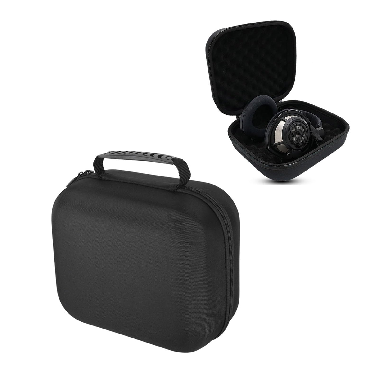 Custodia rigida per cuffie, compatibile con cuffie HD800S, con interno in schiuma morbida, doppia cerniera, custodia rigida per cuffie