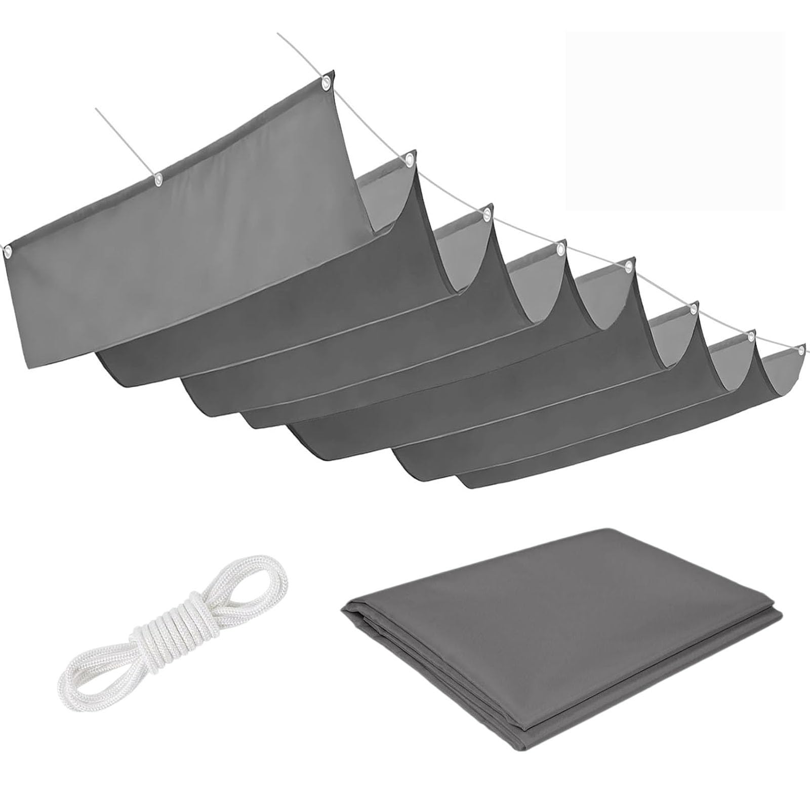 Voile ombrage rétractable vague gris foncé 1x3,5m imperméable pour terrasse