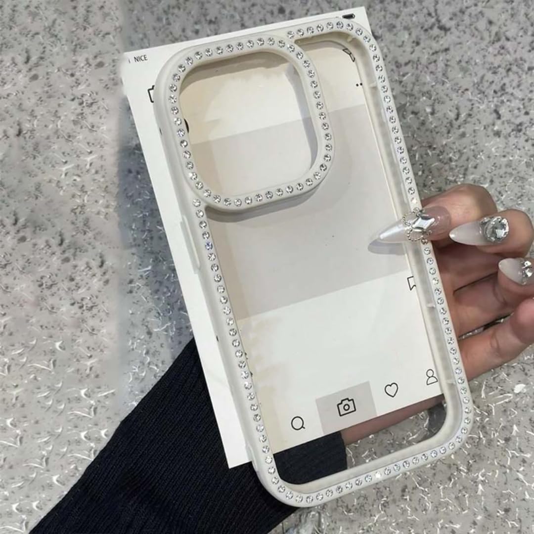 Coque iPhone 14 Pro Max à paillettes chic et antichoc Blanc Antique - 8