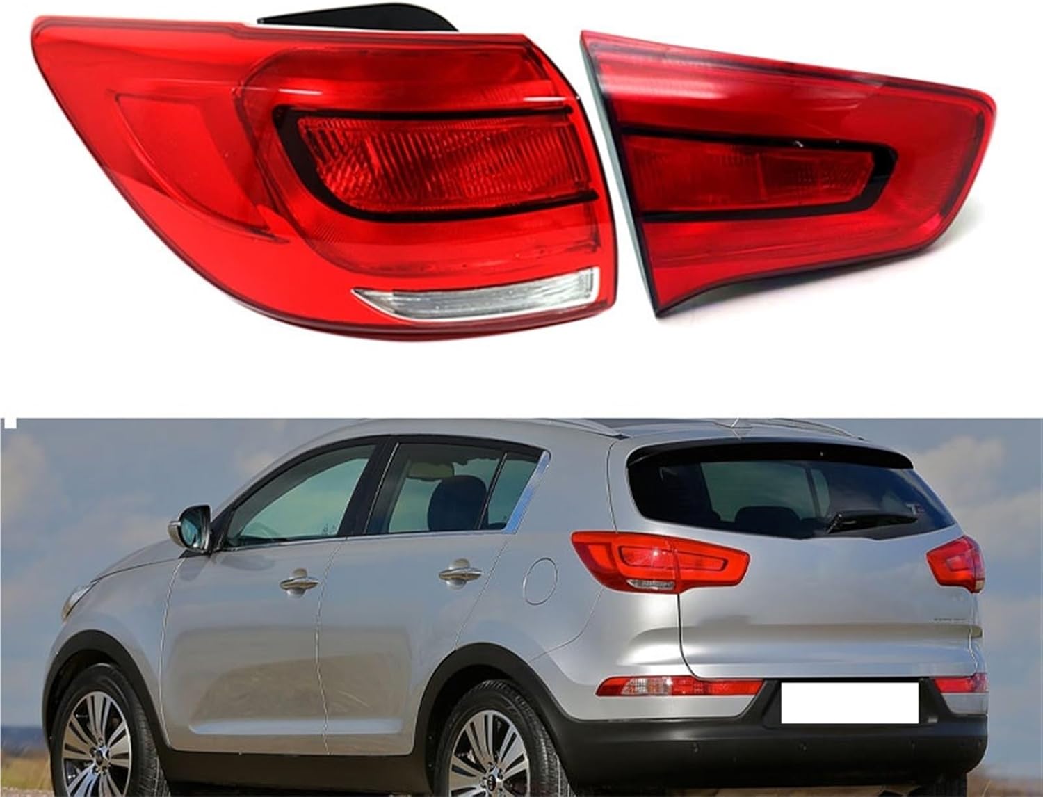 Inner Outer Car Rear Bumper Fog Light Stop Light Tail Lamp Tail Light Compatible For Kia For Sportage 2014 2015 2016 2017 (Inner Right)